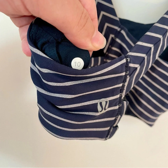 Lululemon On Your Way Bra West2east Stripe Inkwell Heathered Slate - Picture 9 of 9